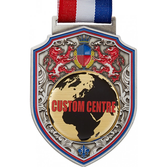 100MM REGAL CUSTOM VINYL DOMED CENTRE MEDAL (3MM THICK) GOLD, SILVER OR BRONZE  **BEAUTIFUL DESIGN**